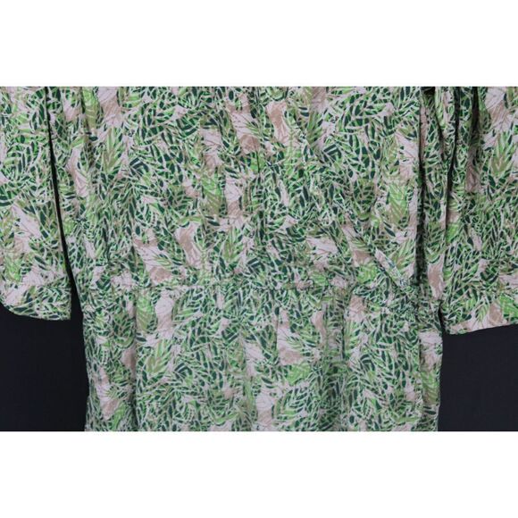 CAbi Leaf Print Dress Faux Wrap V-Neck Women's Size M Style # 280 - Picture 4 of 7